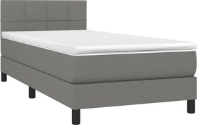vidaXL Κρεβάτι Boxspring με Στρώμα Σκούρο Γκρι 90x190 εκ. Υφασμάτινο