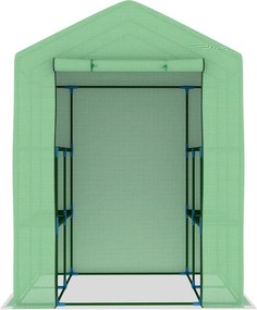 vidaXL Θερμοκήπιο με Ράφια 143 x 143 x 195 εκ. από Ατσάλι
