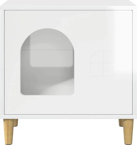 vidaXL Σπίτι Γάτας Λαμπερό Λευκό 51 x 30 x 52 εκ. Επεξεργασμένο Ξύλο