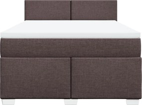 vidaXL Κρεβάτι Boxspring με Στρώμα Σκούρο Καφέ 160x200 εκ Υφασμάτινο