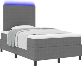 vidaXL LED Κρεβάτι με βάθρο Ανοιχτό Γκρι και Λευκό 120 x 190 cm