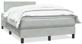 vidaXL Κρεβάτι Boxspring με Στρώμα Ανοιχτό Γκρι 120x210 εκ. Βελούδινο