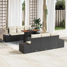 vidaXL Σέτ φαγητού για κήπο 7 pcs Μαύρο, Κρέμα 100 x 55 x 73 εκ