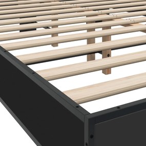 vidaXL Πλαίσιο Κρεβατιού Μαύρο 140 x 190 εκ. Επεξ. Ξύλο &amp; Μέταλλο