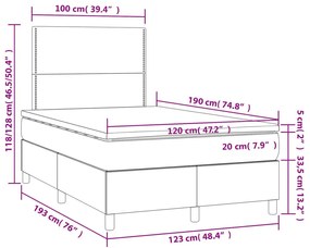 Κρεβάτι Boxspring με Στρώμα Γκρι 120x190εκ. από Συνθετικό Δέρμα - Γκρι