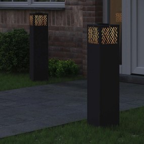 vidaXL Ηλιακό LED Φως Δρόμου 2 pcs Μαύρο Κρύο Ρολαρισμένο Χάλυβα