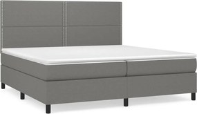 vidaXL Κρεβάτι Boxspring με Στρώμα Σκούρο Γκρι 200x200 εκ. Υφασμάτινο