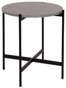 Τραπεζάκι Βοηθητικό HM9589.02 Φ50x55cm Με Μαύρη Μεταλλική Βάση Εφέ Μαρμάρου Grey Mdf, Metal