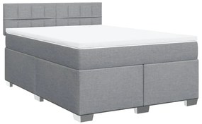 vidaXL Κρεβάτι Boxspring με Στρώμα Ανοιχτό Γκρι 140x190 εκ. Υφασμάτινο