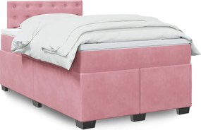 vidaXL Κρεβάτι Boxspring με Στρώμα Ροζ 120x200 εκ. Βελούδινο