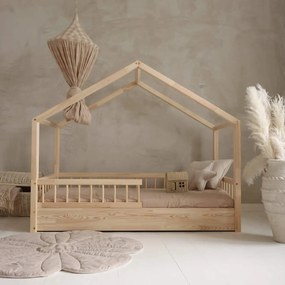 Κρεβάτι Παιδικό Montessori  New HouseBed Bello με Αφαιρούμενα Κάγκελα Natural 100×200cm  Luletto (Δώρο 10% έκπτωση στο Στρώμα)