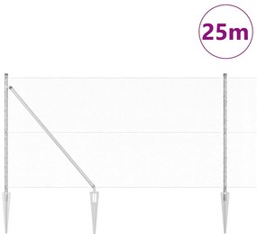 vidaXL Φράχτης με Στήλες. Ασημί 1 x 25 m Ατσάλι με επικάλυψη PVC