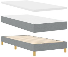 vidaXL Κρεβάτι με Βάθρο με Στρώμα Ανοιχτό γκρι 90x200 εκ. Υφάσμα