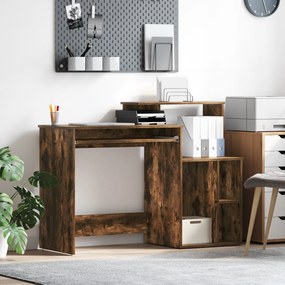 vidaXL Γραφείο με Αποθήκευση Καπνιστή Δρυς 120.5x44x88.5 εκ. Επεξεργασμένο Ξύλο