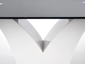 Τραπέζι Houston 125, Γυαλιστερό λευκό, Μαύρο, 76x90x160cm, 55 kg, Επεξεργασμένο γυαλί, Ινοσανίδες μέσης πυκνότητας | Epipla1.gr