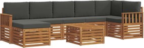 vidaXL Σειρά Καναπέ Εξωτερικού με μαξιλάρι 8 pcs Φυσικό και Ανθρακί