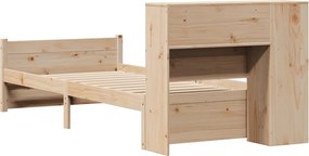 vidaXL Κρεβάτι Βιβλιοθήκη Χωρίς Στρώμα 75x190 εκ Μασίφ Ξύλο Πεύκο