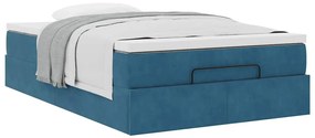 vidaXL Οθωμανικό κρεβάτι με στρώμα Σκούρο μπλε 120x200cm Velvet