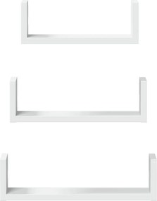 vidaXL Ράφια Τοίχου 3 τεμ. Λευκά από Επεξ. Ξύλο