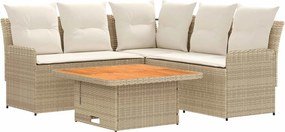 vidaXL Σύνολα επίπλων με μαξιλάρι 4 pcs Μπεζ και Κρέμα Ράτα PE