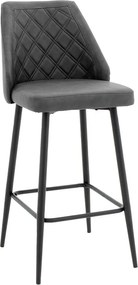 Σκαμπό μπαρ Inflame pakoworld PU ανθρακί-μέταλλο μαύρο