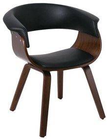 WOODWELL HERMAN Πολυθρόνα Καρυδί - Pu Μαύρο 68x56x77cm Ε7514,1