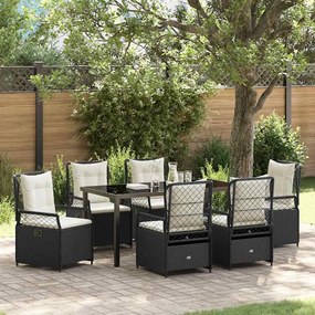 vidaXL Σέτ φαγητού για κήπο 7 pcs Μαύρο συνθετικό ρατάν