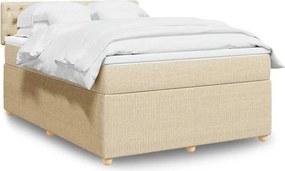 vidaXL Κρεβάτι Boxspring με Στρώμα Κρεμ 140x200 εκ. Υφασμάτινο