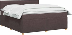 vidaXL Κρεβάτι box spring με στρώμα Σκούρο Καφέ 200 x 200 cm Ύφασμα