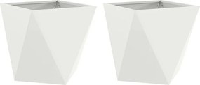 vidaXL Γλάστρα 2 τμχ. Λευκό 50 x 50 x 50 cm Ατσάλι