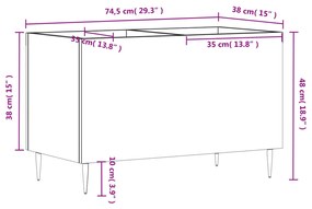 Δισκοθήκη Γκρι Σκυροδέματος 74,5x38x48 εκ. Επεξεργασμένο Ξύλο - Γκρι