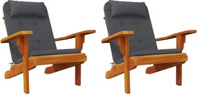 vidaXL Μαξιλάρια Καρέκλας Adirondack 2 τεμ. Ανθρακί από Ύφασμα Oxford