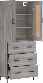 vidaXL Ντουλάπι Γκρι Sonoma 69,5 x 34 x 180 εκ. Επεξεργασμένο Ξύλο
