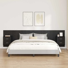 vidaXL Κεφαλή κρεβατιού με κομοδίνο 3 pcs Μαύρη Οξυά