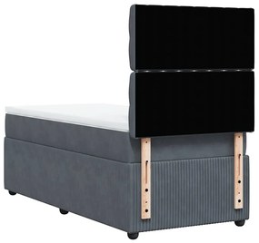 vidaXL Κρεβάτι Boxspring με Στρώμα Σκούρο Γκρι 80x200 εκ. Βελούδινο