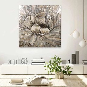 Πίνακας σε καμβά Golden Flowers&quot; Megapap ψηφιακής εκτύπωσης 100x100x3εκ.&quot;