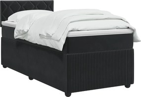 vidaXL Κρεβάτι box spring με στρώμα Μαύρο 100 x 200 cm Βελούδο