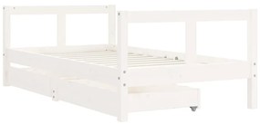vidaXL Πλαίσιο Παιδικού Κρεβατιού Συρτάρια Λευκό 80x160εκ. Ξύλο Πεύκου