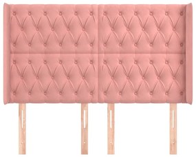 Κεφαλάρι με Πτερύγια Ροζ 163x16x118/128 εκ. Βελούδινο - Ροζ