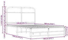 Πλαίσιο Κρεβατιού Χωρ. Στρώμα Καφέ Δρυς 140x190 εκ. Επ. Ξύλο - Καφέ