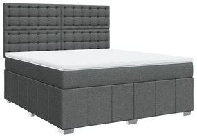 vidaXL Κρεβάτι Boxspring με Στρώμα Σκούρο Γκρι 180x200 εκ Υφασμάτιν