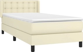 vidaXL Κρεβάτι Boxspring με Στρώμα Κρεμ 80 x 200 εκ. Συνθετικό Δέρμα