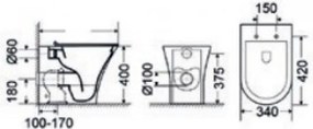 Bianco Ceramica Aida 52 Rimless AD13000SC BTW - Λεκανη Δαπεδου