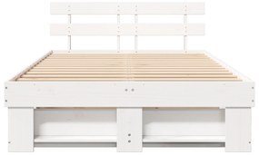 vidaXL Σκελετός Κρεβατιού Λευκό 140 x 190 cm Μασίφ ξύλο πεύκου