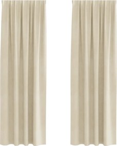 vidaXL Κουρτίνες συσκότισης 2 pcs Κρεμ 140 x 225 cm Βελούδο