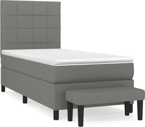 vidaXL Κρεβάτι Boxspring με Στρώμα Σκούρο Γκρι 90x190 εκ. Υφασμάτινο