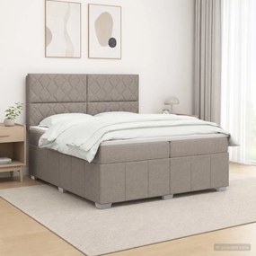 vidaXL Κρεβάτι box spring με στρώμα Taupe 200 x 200 cm Ύφασμα