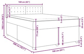 Κρεβάτι Boxspring με Στρώμα Αν. Πράσινο 160x200εκ Υφασμάτινο - Γκρι