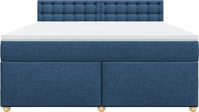 vidaXL Κρεβάτι Boxspring με Στρώμα Μπλε 180x200 εκ. Υφασμάτινο
