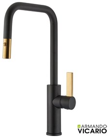 Μπαταρία Νεροχύτη Κουζίνας Luz Vicario Black Matt/Brushed Gold Vicario 400711-400201